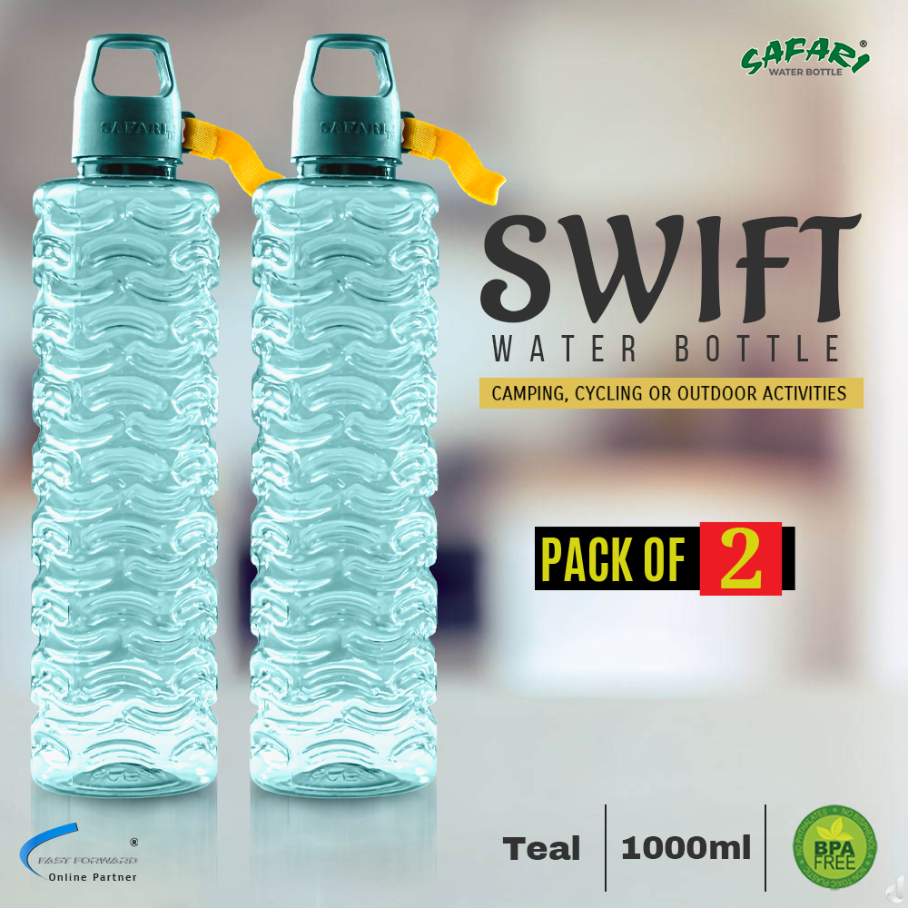Safari Bottles: Swift Water Bottle with Black Handle Caps