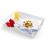 Tray Rectangle White Melamine Serving Tray with Handles 21X14.5 Inches - Fast Forward
