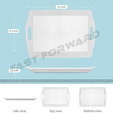 Tray Rectangle White Melamine Serving Tray with Handles 21X14.5 Inches - Fast Forward