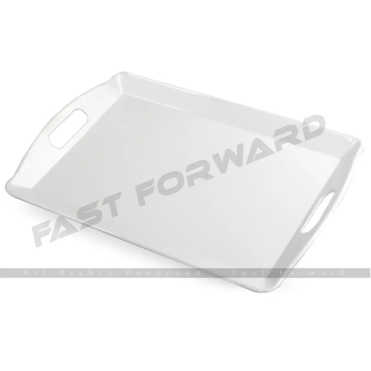 Tray Rectangle White Melamine Serving Tray with Handles 21X14.5 Inches - Fast Forward