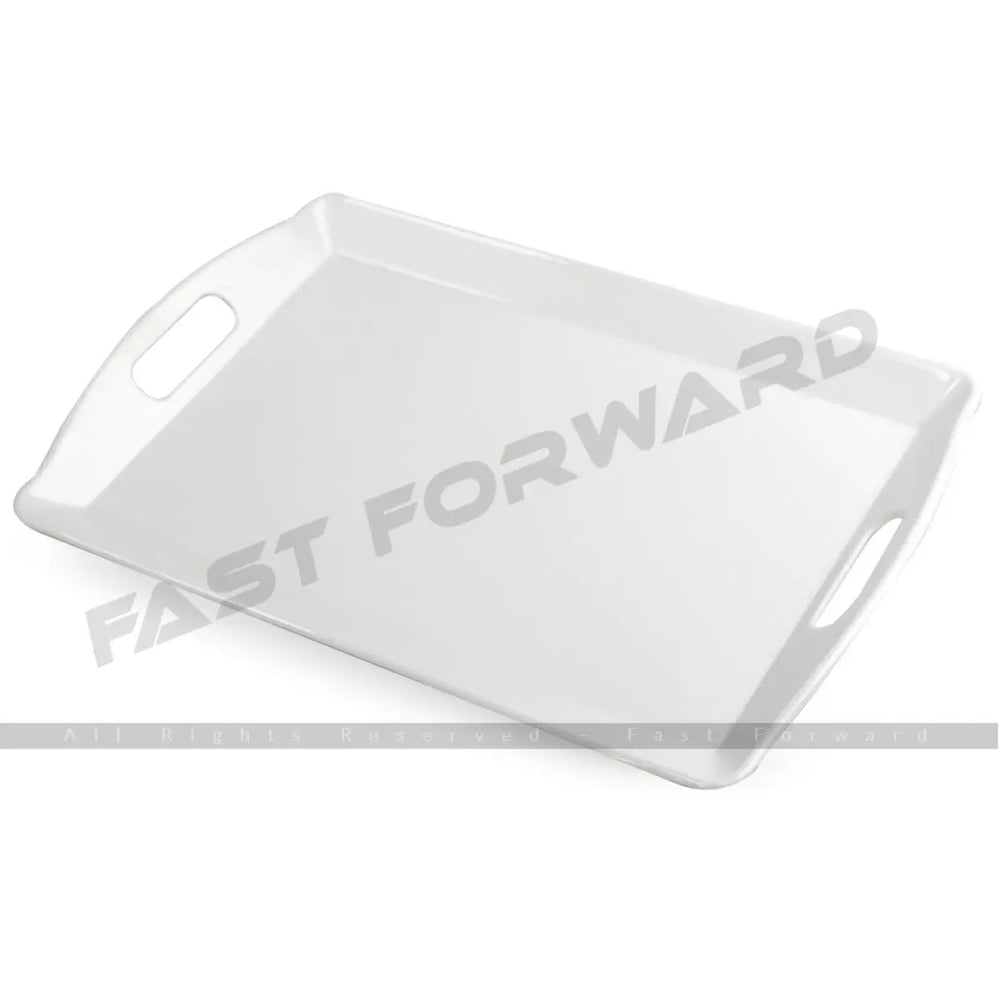 Tray Rectangle White Melamine Serving Tray with Handles 21X14.5 Inches - Fast Forward