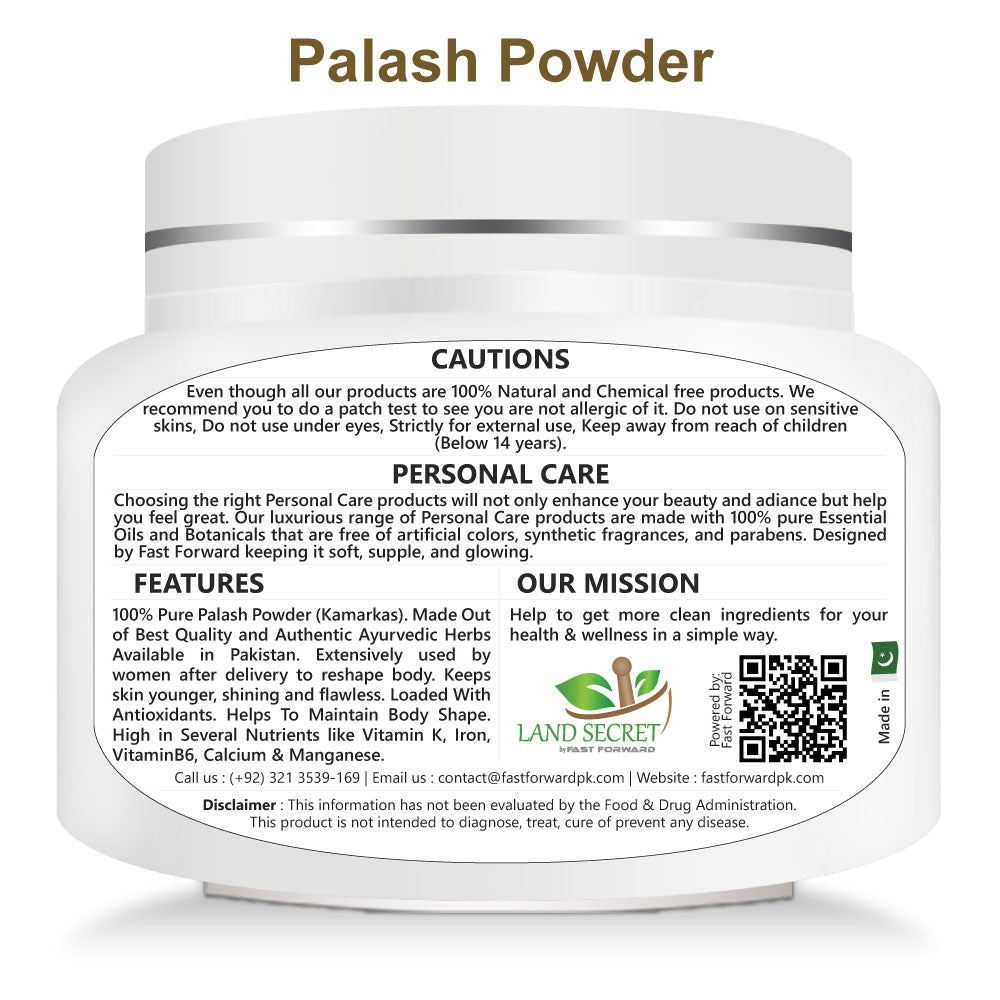 Palash Powder Kamarkas 100 % Organic Help to Reduce Itching n Eczema & Skin Disorders 100 gm Land Secret