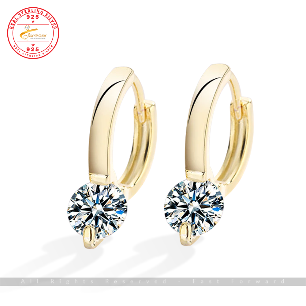 Crystal Zircon Simple Golden Retro Charm Earrings 925 Sterling Silver Jewelicious