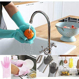 Magic Dishwashing Gloves, Reusable Silicone Dish Gloves with Sponge Scrubbers 1 Pair, 2 Gloves Multicolor Fast Forward