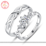 Cubic Zirconia Couple Open Ring 925 Sterling Silver Jewelicious