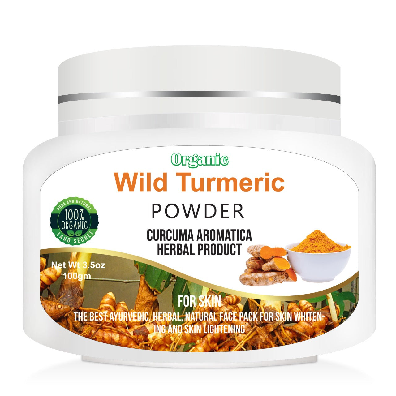 Organic Wild Turmeric powder for face  Kasthuri manjal  Curcuma Aromatica  Amba haldi  Promotes glowing skin 100 GM Land Secret