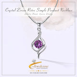 High Quality Purple Crystal Zircon Pendant Necklace Length 45cm 925 Sterling Silver Jewelicious