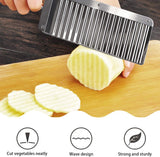 Crinkle Cutter Knife Wavy Chopper Stainless Steel with Wooden Handle Fast Forward