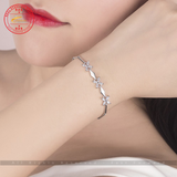 Crystal Zircon Four Leaf Clover Bracelet Length 15.5CM+4CM 925 Sterling Silver Jewelicious