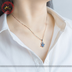 Clover Pendant Necklace Water Drop Shaped Butterfly Clavicle Chain 925 Sterling Silver Jewelicious