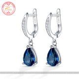 Waterdrop Shaped Blue Zircon Earrings Pendientes Oorbellen 925 Sterling Silver Jewelicious