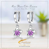 Rose Flower Cubic Zirconia Stud Earrings 925 Sterling Silver Jewelicious