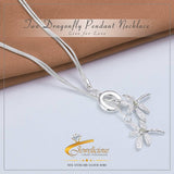 Two Dragonfly Pendant Necklace For Women Snake Chain Necklace 925 Sterling Silver Jewelicious