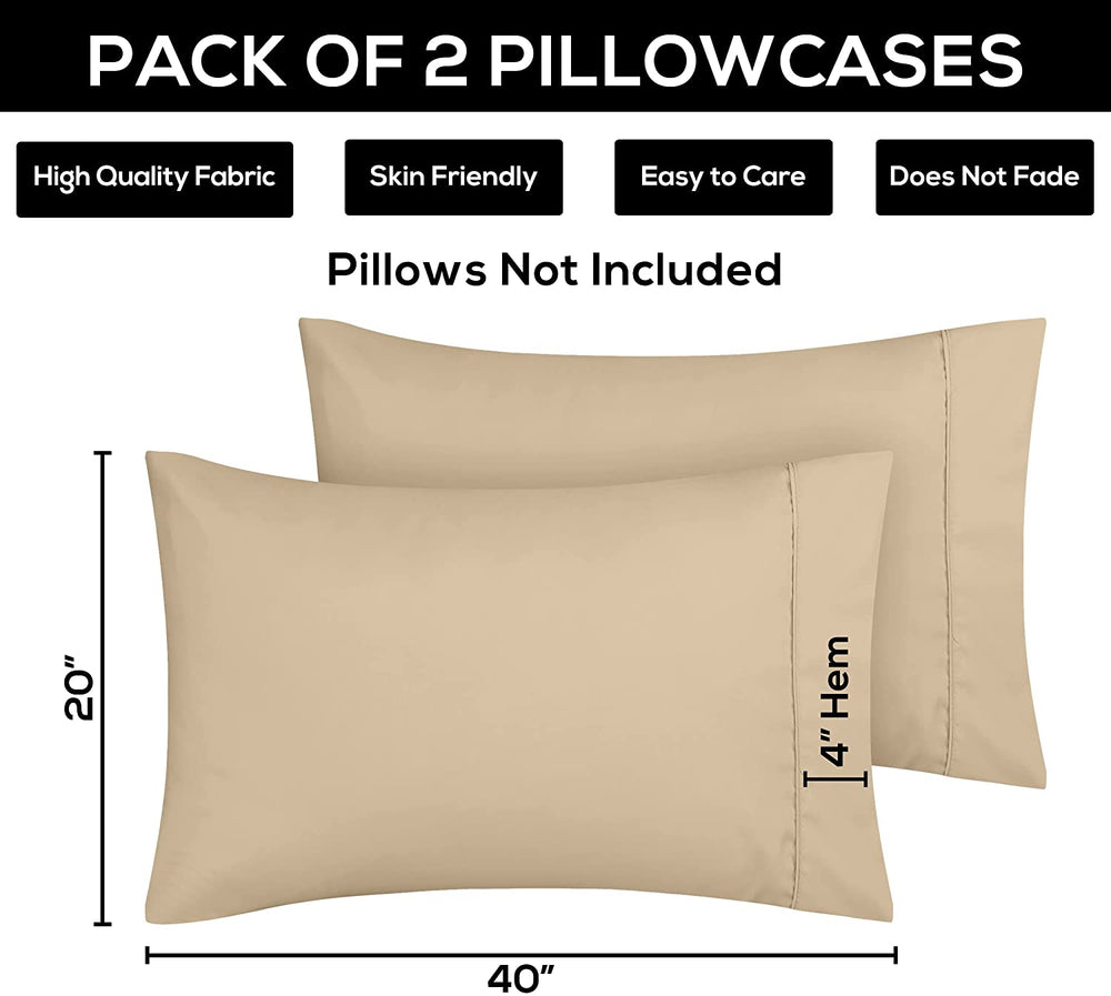 Pillowcases 2 Pack Envelope Closure Soft Brushed Microfiber Fabric Pillow Covers Fast Forward
